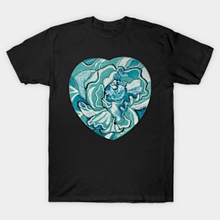 Floral Blue Heart T-Shirt